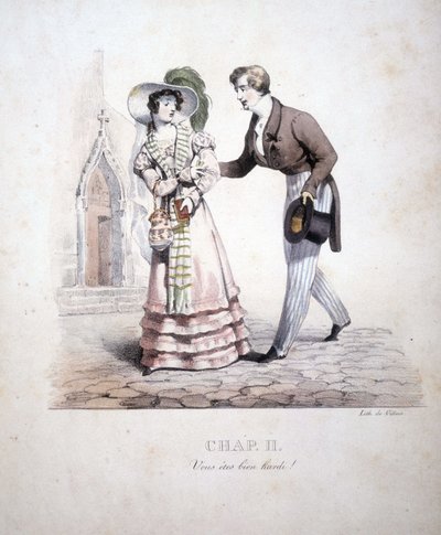 scena rodzajowa przedstawiająca parę,: ""Jesteś bardzo odważna..."" autorstwa Unknown artist