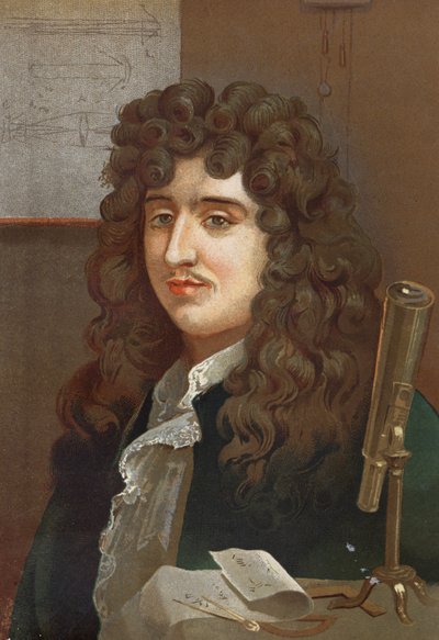 portret Christiaana Huygensa. Holenderskiego fizyka i matematyka (1629 do 1695) według „Nauka i jej ludzie” Louisa Figuiera. Barcelona 1881 autorstwa Unknown artist
