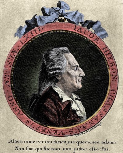 portret Giovanniego Giacomo Casanovy (1725-1798), włoskiego awanturnika i pisarza. portret autorstwa Johanna Berki z „”Icosameronu czyli Historii Edwarda i Elżbiety, którzy spędzili osiemdziesiąt jeden lat z Megamikrami, rdzennymi mieszkańcami Protokosmosu autorstwa Unknown artist