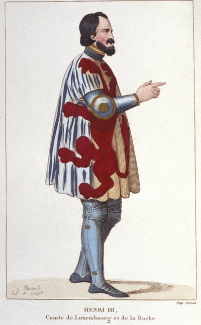 portret Henryka III hrabiego Luksemburga (1247 - 1284). Rycina z 1830 r. autorstwa Unknown artist
