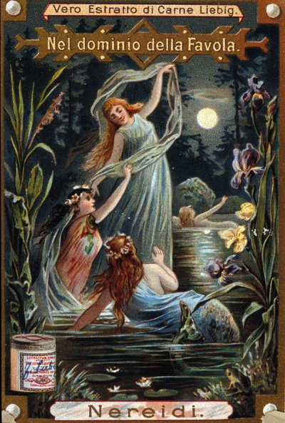 reprezentacja nereides, nimf morskich. XIX-wieczna chromolitografia autorstwa Unknown artist
