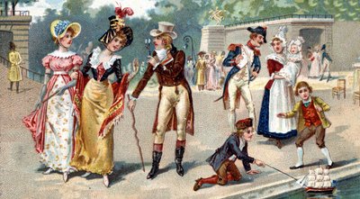 Ogród Tuileries pod koniec XVIII wieku. Chromolitografia Liebiga z XIX wieku autorstwa Unknown artist