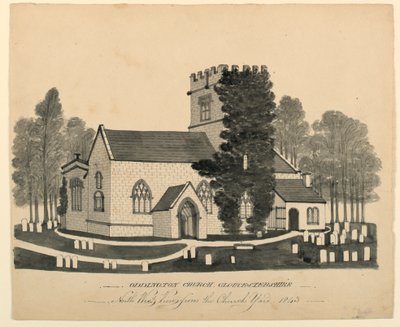 Oddington Church Yard, Gloucestershire, North West View autorstwa Unknown, English