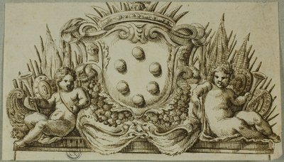 Herb Medyceuszy flankowany przez putta autorstwa Unknown Italian
