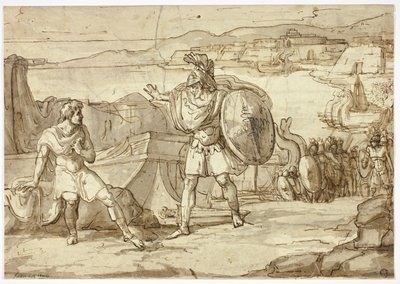 Scena z Iliady: Konfrontacja dwóch wojowników autorstwa Unknown Italian