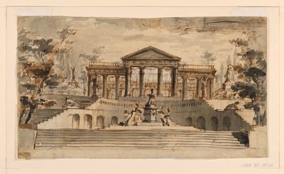 Scenografia: Otwarta świątynia w ogrodzie autorstwa Unknown, Italian