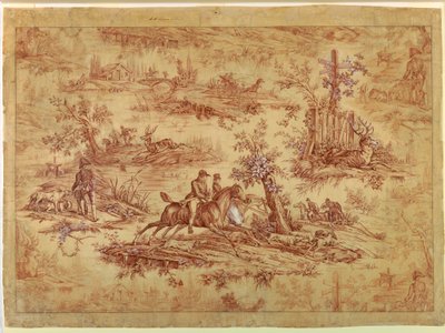 Rysunek, rysunek na tkaninie bawełnianej z nadrukiem, La Route de Jouy, po 1815 r. autorstwa Unknown artistUnknown artist
