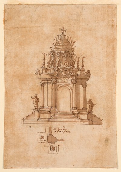 Rysunek, Katafalk, ok. 1631 r. autorstwa Unknown artistUnknown artist