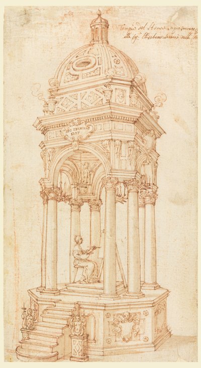 Rysunek, Katafalk boligońskiej artystki Elisabetty Sirani (1638-1665), 1665 r. autorstwa Unknown artistUnknown artist