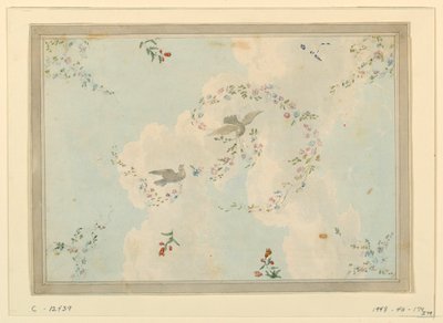 Rysunek przedstawiający sufit z gołębiami i girlandami kwiatowymi, prawdopodobnie do holu wejściowego, 1815-22 autorstwa Unknown artistUnknown artist