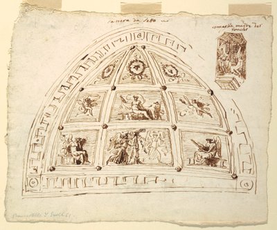 Rysunek, dekoracja sklepienia sufitowego, sypialnia, pokój Cornelia w Palazzo Cavina, Faenza, 1816 r. autorstwa Unknown artistUnknown artist