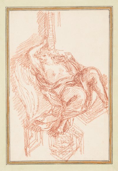 Rysunek, detal sufitu ze skrzydlatą postacią męską, ok. 1759-70 autorstwa Unknown artistUnknown artist