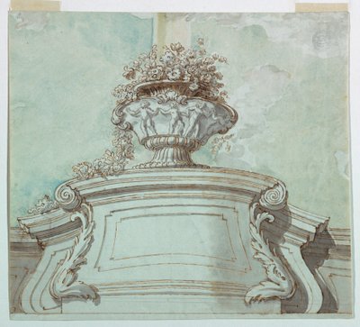 Rysunek, centralny panel sufitowy, 1750-1800 autorstwa Unknown artistUnknown artist