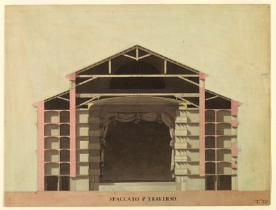 Rysunek, projekt konkursowy dla La Fenice w Wenecji: Przekrój poprzeczny, 1788 autorstwa Unknown artistUnknown artist