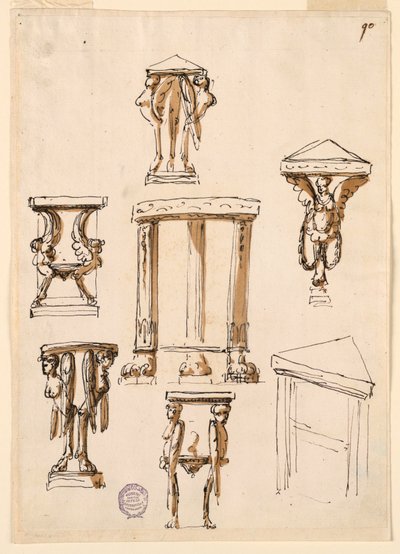 Rysunek, stoły konsolowe, ok. 1800 r. autorstwa Unknown artistUnknown artist