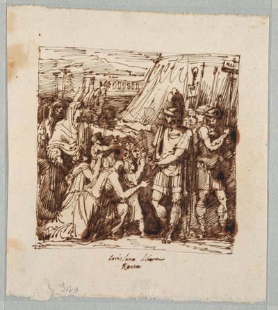 Rysunek, Koriolan zgadza się znieść oblężenie Rzymu, koniec XIX wieku autorstwa Unknown artistUnknown artist