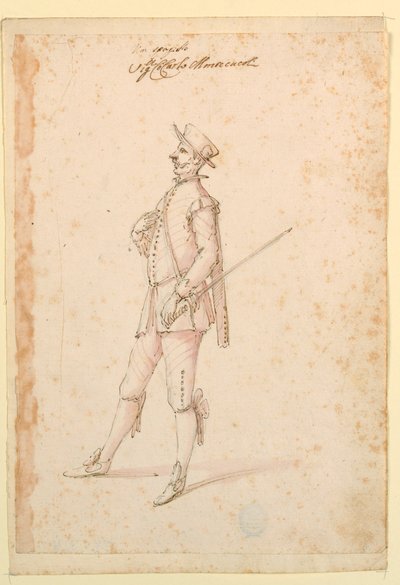 Rysunek, projekt kostiumu: Kapitan baletu, ok. 1720 r. autorstwa Unknown artistUnknown artist