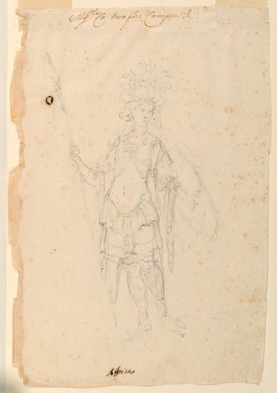 Rysunek, projekt kostiumu: Afryka dla baletu, ok. 1720 r. autorstwa Unknown artistUnknown artist