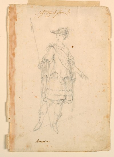 Rysunek, projekt kostiumu: Ameryka dla baletu, ok. 1720 r. autorstwa Unknown artistUnknown artist