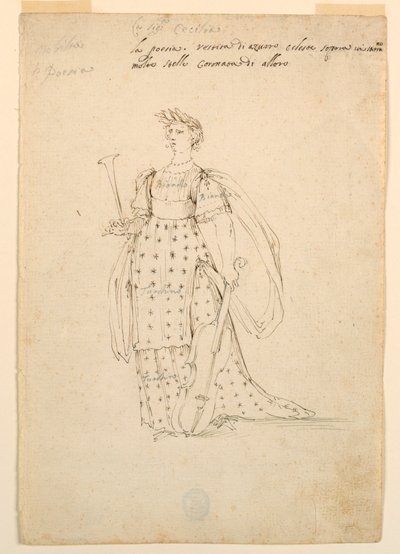 Rysunek, projekt kostiumu: Poezja dla baletu, ok. 1720 r. autorstwa Unknown artistUnknown artist