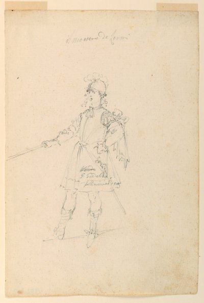 Rysunek, projekt kostiumu: Mistrz broni do baletu, ok. 1720 r. autorstwa Unknown artistUnknown artist