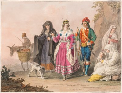 Rysunek, Stroje sycylijskie, 1828 r. autorstwa Unknown artistUnknown artist