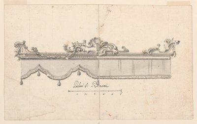 Rysunek, Zwieńczenie baldachimu (V: szkice postaci), ok. 1750-75 autorstwa Unknown artistUnknown artist