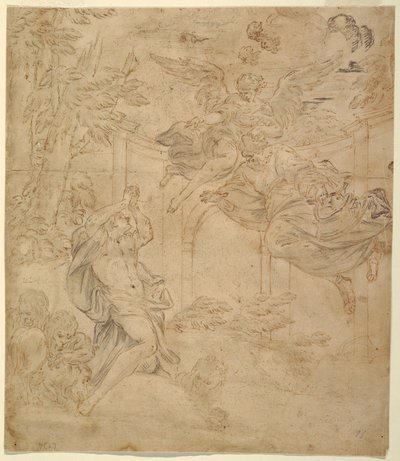 Rysunek Daniel w jaskini lwa, ok. 1630-40 r. autorstwa Unknown artistUnknown artist