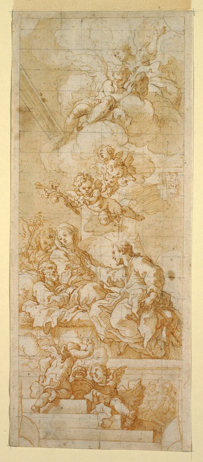 Rysunek, Śmierć św. Józefa, studium do malowidła sufitowego, ok. 1670-1747 autorstwa Unknown artistUnknown artist