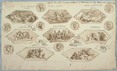 Rysunek, dekoracja sufitu sypialni w Villa Aldini, Montmorency, 1813 r. autorstwa Unknown artistUnknown artist
