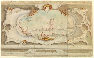 Rysunek, ozdobny kartusz z pejzażem, ok. 1770 r. autorstwa Unknown artistUnknown artist