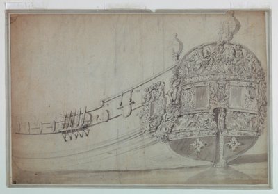Rysunek przedstawiający dekorację rufy statku, ok. 1705 r. autorstwa Unknown artistUnknown artist