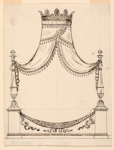 Rysunek przedstawiający łóżko, ok. 1800 r. autorstwa Unknown artistUnknown artist