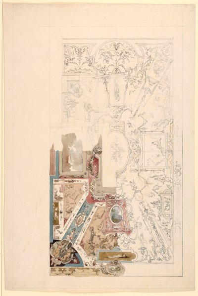 Rysunek, projekt sufitu, 1750-1800 autorstwa Unknown artistUnknown artist