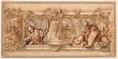 Rysunek, projekt fryzu sufitowego, ok. 1680 r. autorstwa Unknown artistUnknown artist