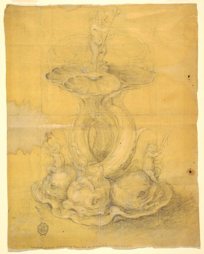 Rysunek, projekt elementu centralnego, 1630-60 autorstwa Unknown artistUnknown artist