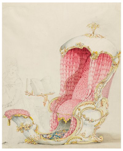 Rysunek, projekt szezlonga, ok. 1810 r. autorstwa Unknown artistUnknown artist