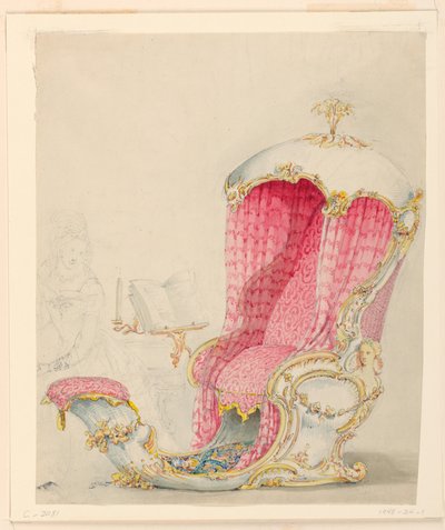 Rysunek, projekt szezlonga, ok. 1810 r. autorstwa Unknown artistUnknown artist