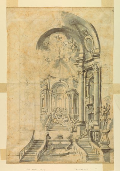 Rysunek przedstawiający oprawę święta kościelnego, ok. 1700 r. autorstwa Unknown artistUnknown artist