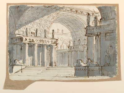 Rysunek, scenografia, sklepiony budynek klasycystyczny, ok. 1800 r. autorstwa Unknown artistUnknown artist
