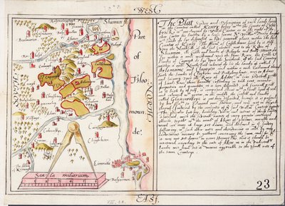 XVI-wieczna mapa hrabstwa Limerick, Irlandia, ok. 1588 r. (papier, płótno) autorstwa Unknown artist