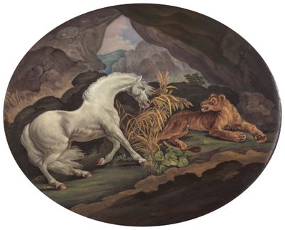 Koń przestraszony przez lwicę autorstwa Unknown artist