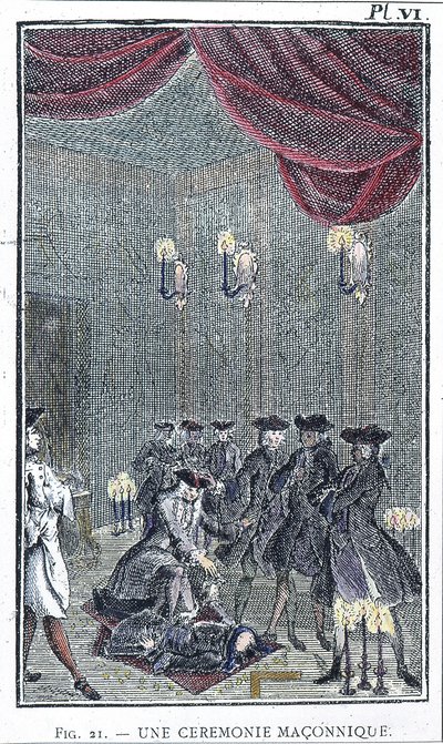 Ceremonia masońska - na podstawie ryciny ze zbioru „Zakon Zdradzonych Masonerii” ks. Perau autorstwa Unknown artist