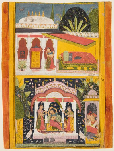 Królewska kobieta w pawilonie: Desavarari Ragini z Dipak, z Ragamala autorstwa Unknown artist