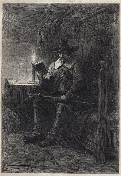 Szkocki purytanin - XIX-wieczna ilustracja do powieści historycznej „Purytanie Szkocji” (Stara śmiertelność) Waltera Scotta (1771-1832) autorstwa Unknown artist