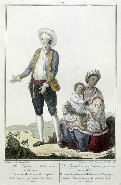 Hiszpanka i Indianka rodzą Metysa - grawer autorstwa Unknown artist