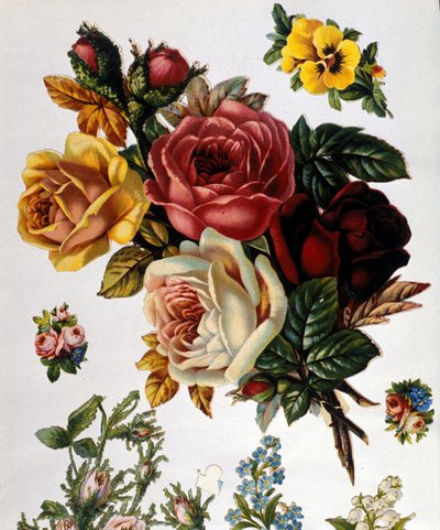 Bukiet róż. XIX-wieczna chromolitografia. autorstwa Unknown artist