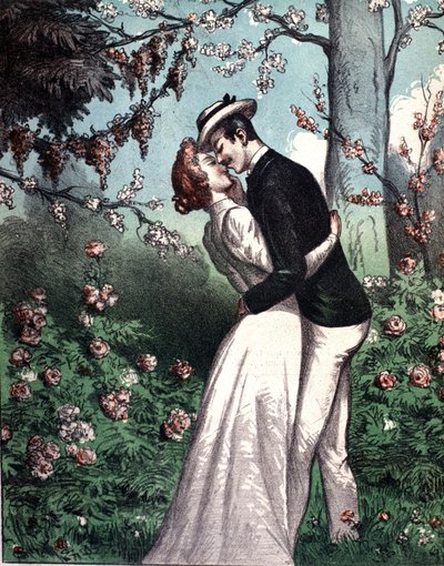 Para kochanków całuje się. autorstwa Unknown artist
