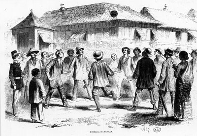 Mecz piłki nożnej w Manili (Filipiny) - grawer autorstwa Unknown artist