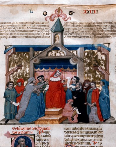 Prawnik stosujący prawo miniaturowe zaczerpnięte z Kodeksu Justyniana (Codex Justinianus), zbioru praw i instytucji wydanych za cesarza rzymskiego Bizancjum Justyniana I (483-565) autorstwa Unknown artist